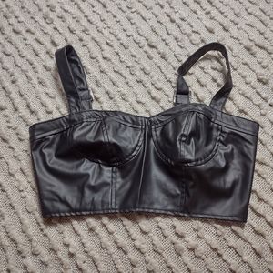 Faux leather crop top